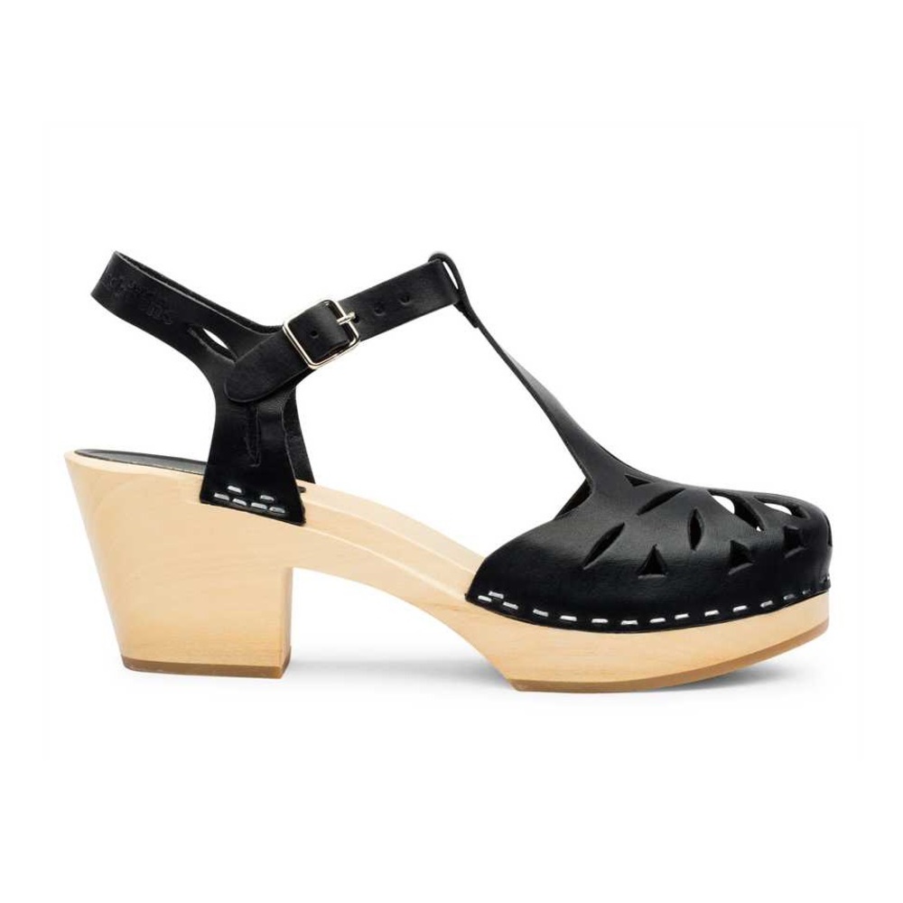 Black Lacy Swedish Hasbeen Sandals